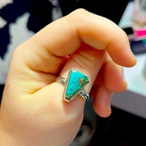 Genuine turquoise ring on sterling silver band